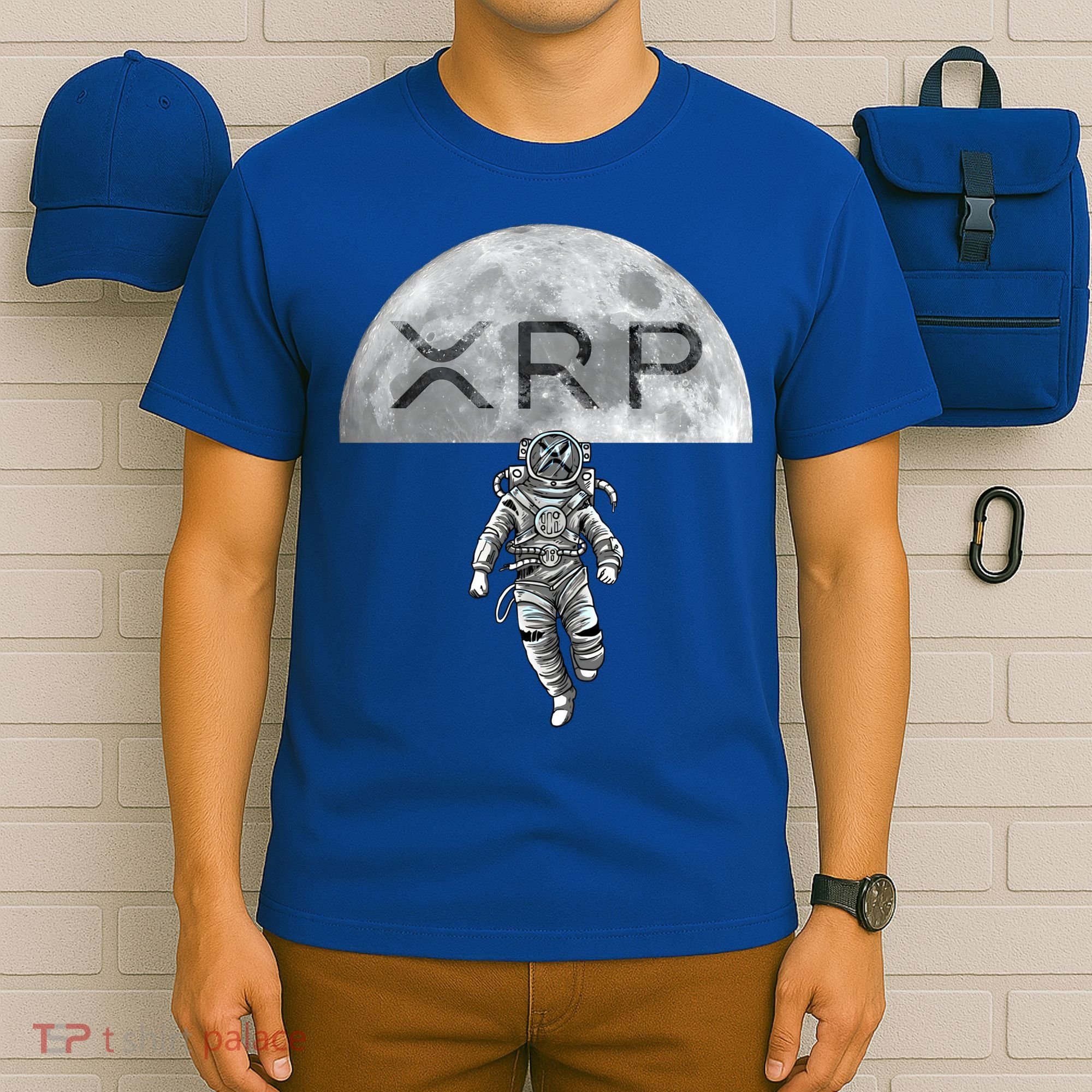 Xrp Moon Astronaut Ripple Cryptocurrency Graphic Cute Gift T-Shirt