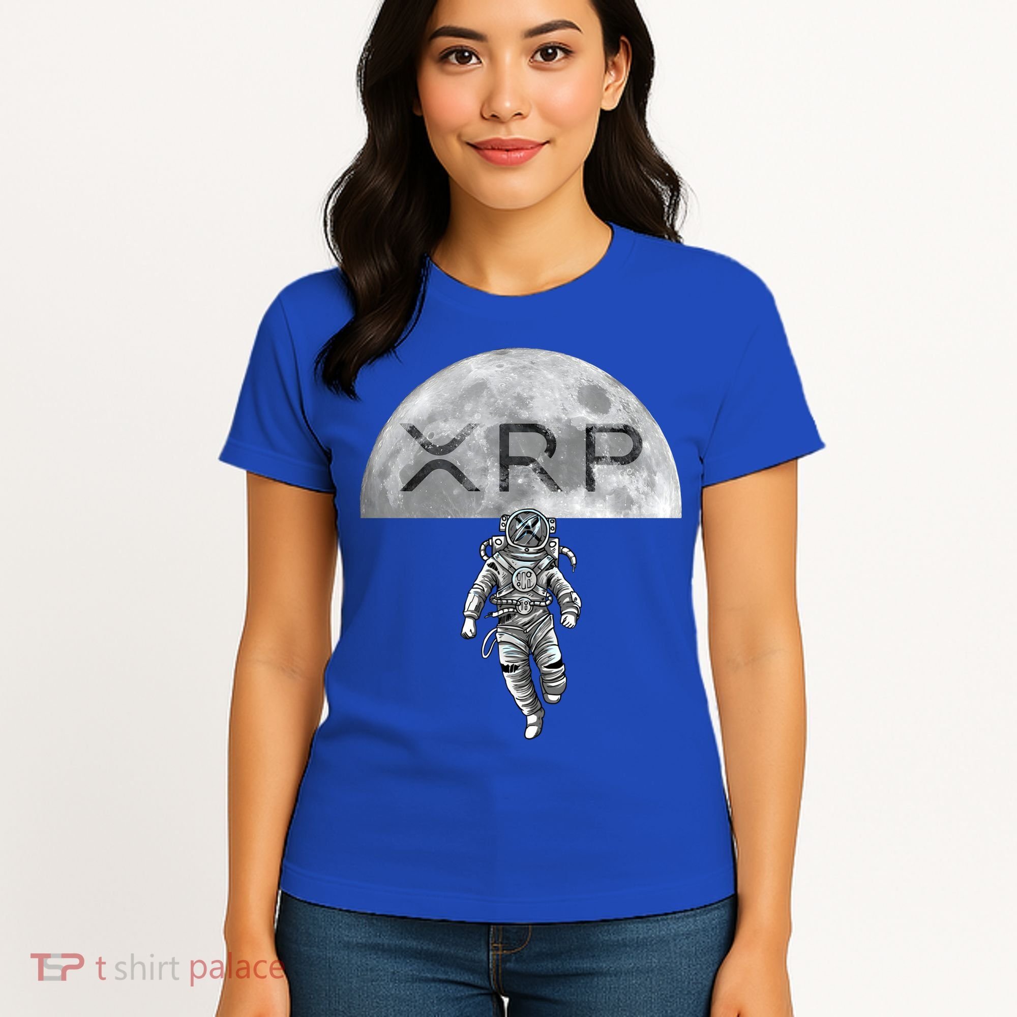 Xrp Moon Astronaut Ripple Cryptocurrency Graphic Cute Gift Women's T-Shirt