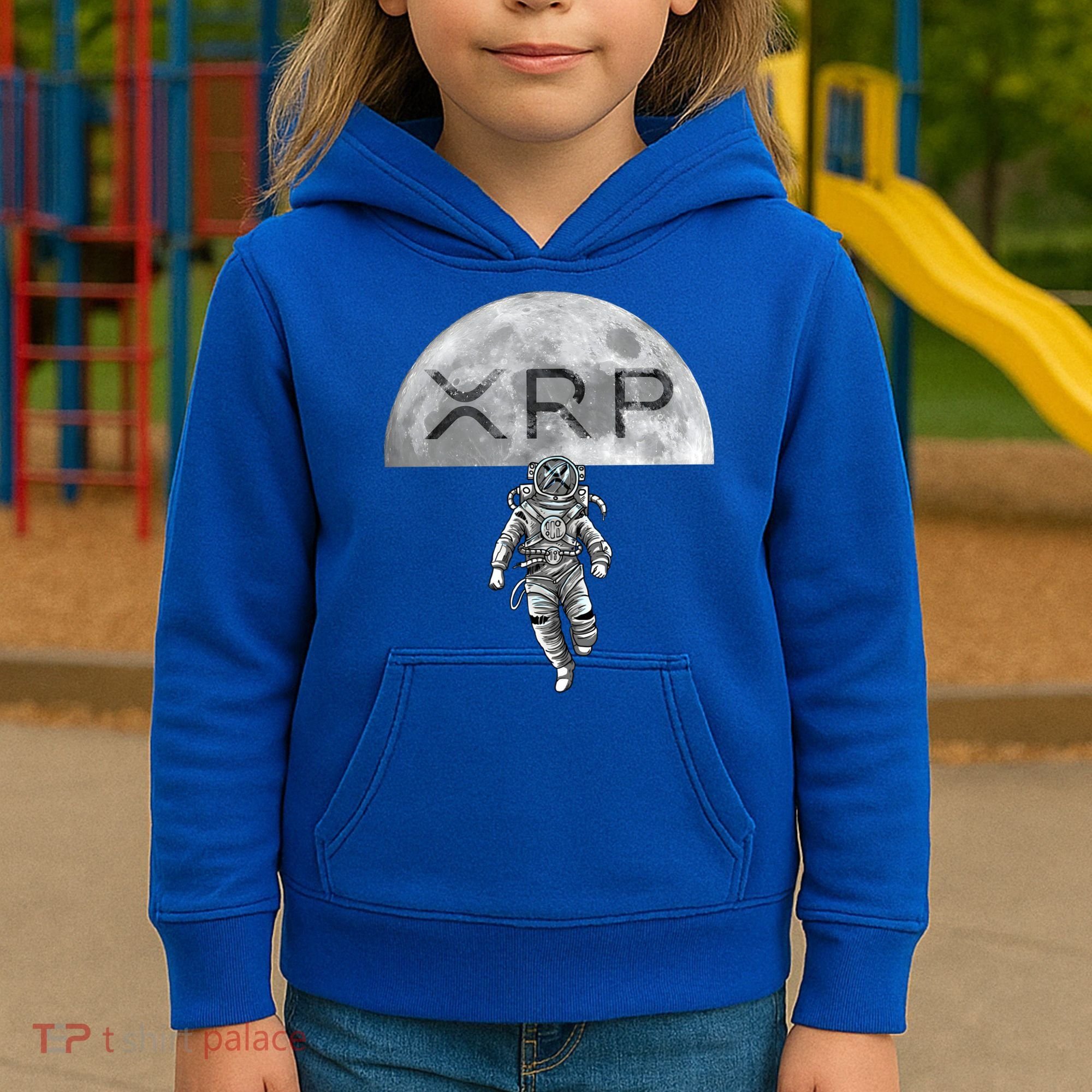 Xrp Moon Astronaut Ripple Cryptocurrency Graphic Cute Gift Kids Hoodie