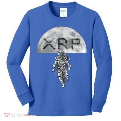 Xrp Moon Astronaut Ripple Cryptocurrency Graphic Cute Gift Kids Long Sleeve Shirt