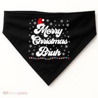 XMas Merry Christmas Bruh Meme Funny Christmas USA-Made Doggie Bandana thumb 0