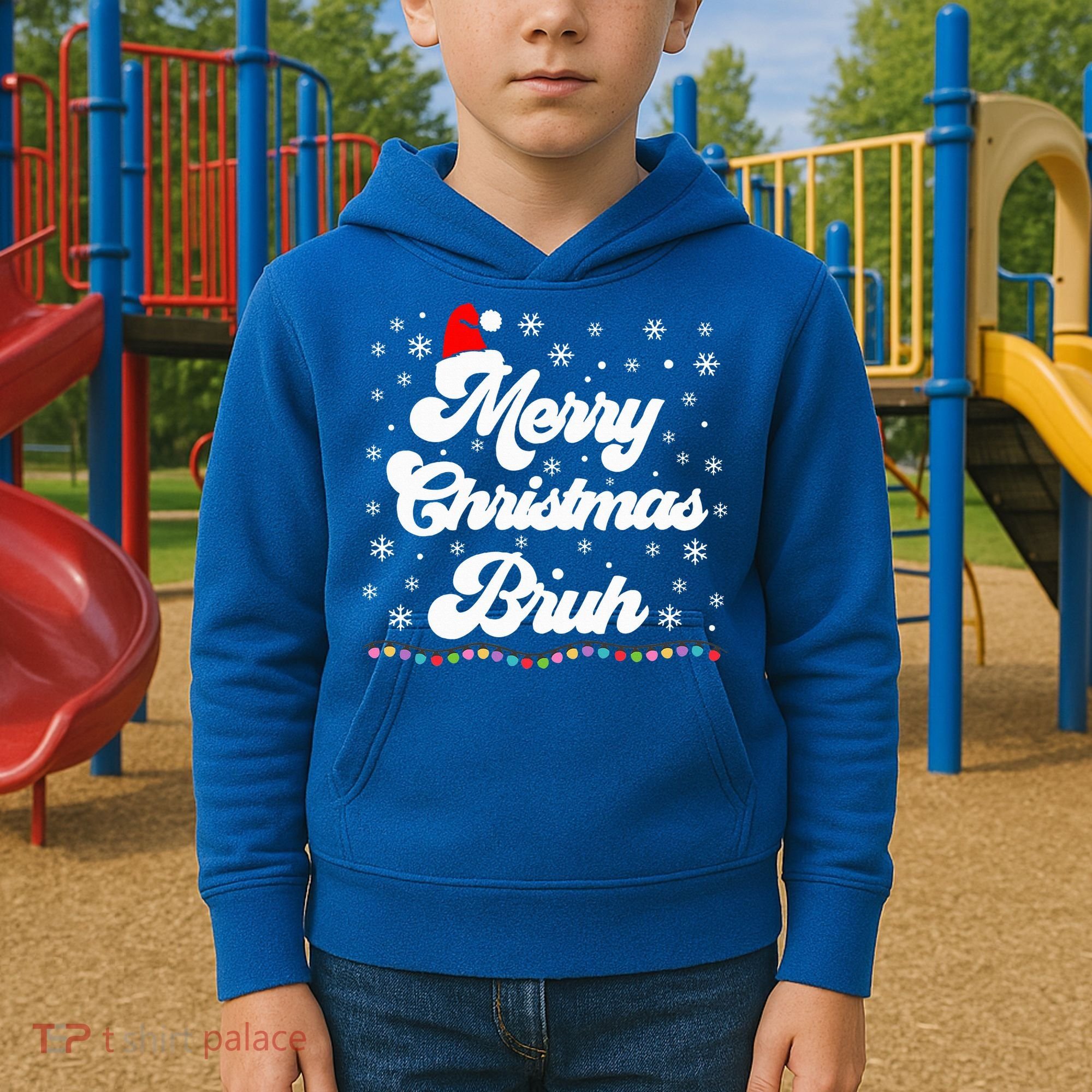 XMas Merry Christmas Bruh Meme Funny Christmas Kids Hoodie