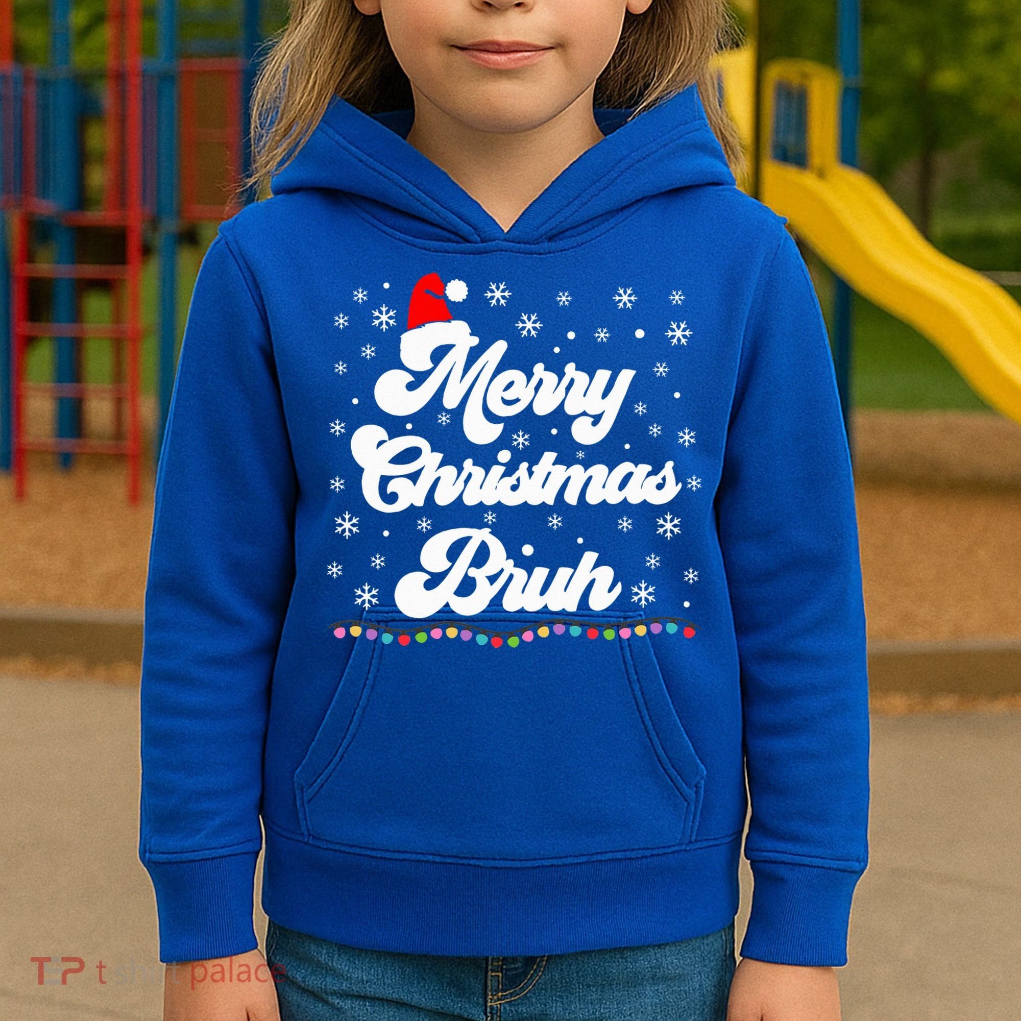 XMas Merry Christmas Bruh Meme Funny Christmas Kids Hoodie