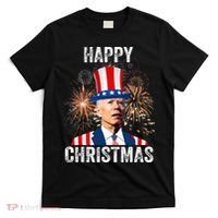 Xmas Merry Christmas Funny Happy 4th Of July Anti Joe Biden T-Shirt thumb 0