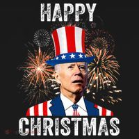 Xmas Merry Christmas Funny Happy 4th Of July Anti Joe Biden T-Shirt thumb 7