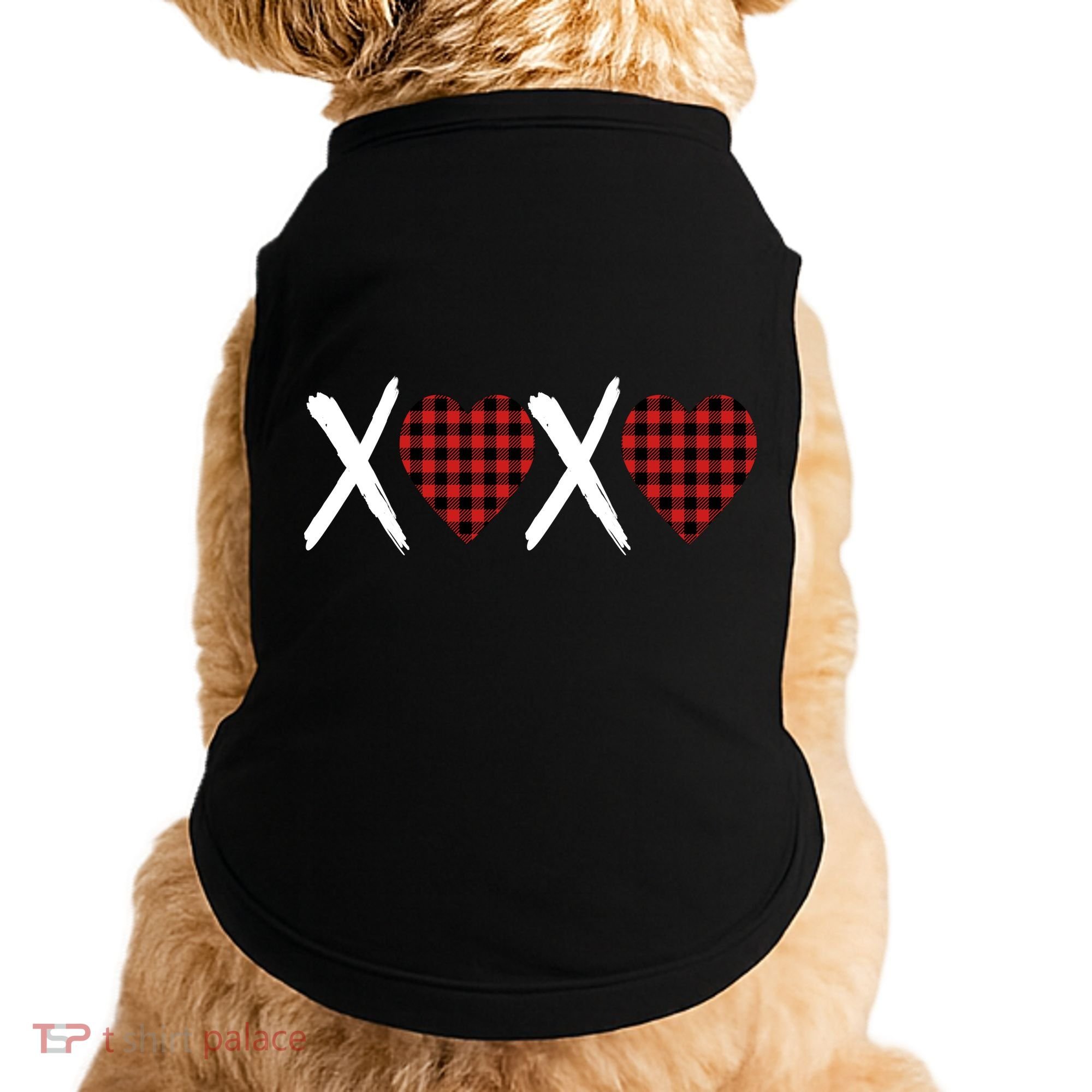 XOXO Plaid Pattern Love Heart Doggie Tank