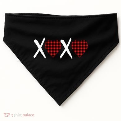 XOXO Plaid Pattern Love Heart USA-Made Doggie Bandana