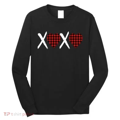 XOXO Plaid Pattern Love Heart Long Sleeve Shirt