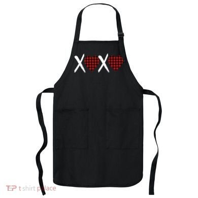 XOXO Plaid Pattern Love Heart Apron