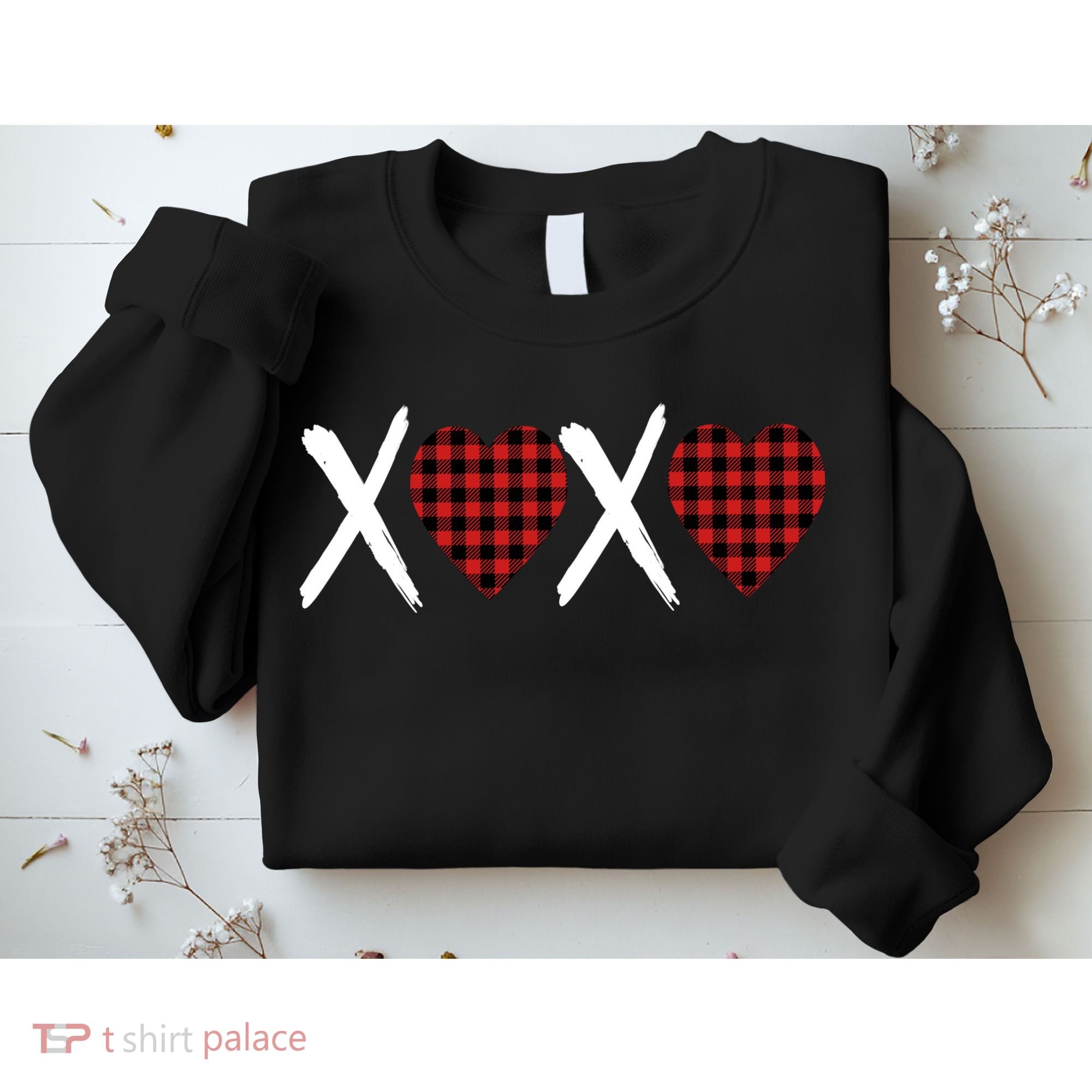 XOXO Plaid Pattern Love Heart Sweatshirt