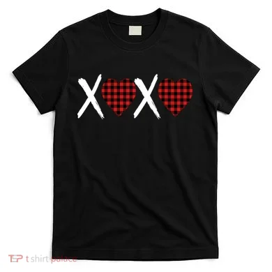 XOXO Plaid Pattern Love Heart T-Shirt
