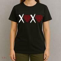 XOXO Plaid Pattern Love Heart T-Shirt thumb 4