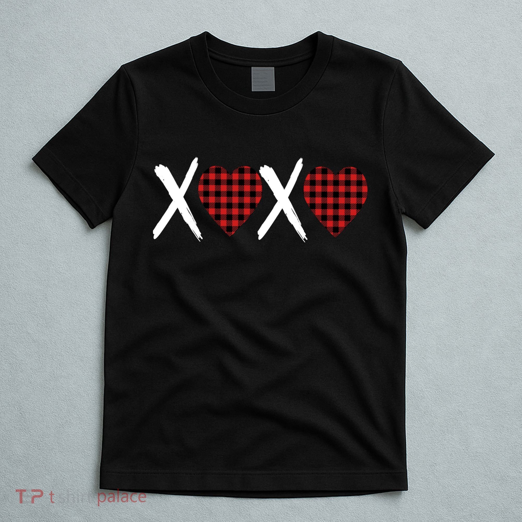 XOXO Plaid Pattern Love Heart T-Shirt