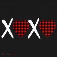 XOXO Plaid Pattern Love Heart Button thumb 1