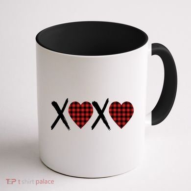 XOXO Plaid Pattern Love Heart Coffee Mug back