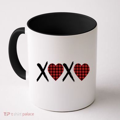 XOXO Plaid Pattern Love Heart Coffee Mug