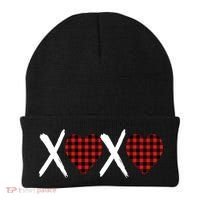 XOXO Plaid Pattern Love Heart Beanie thumb 0