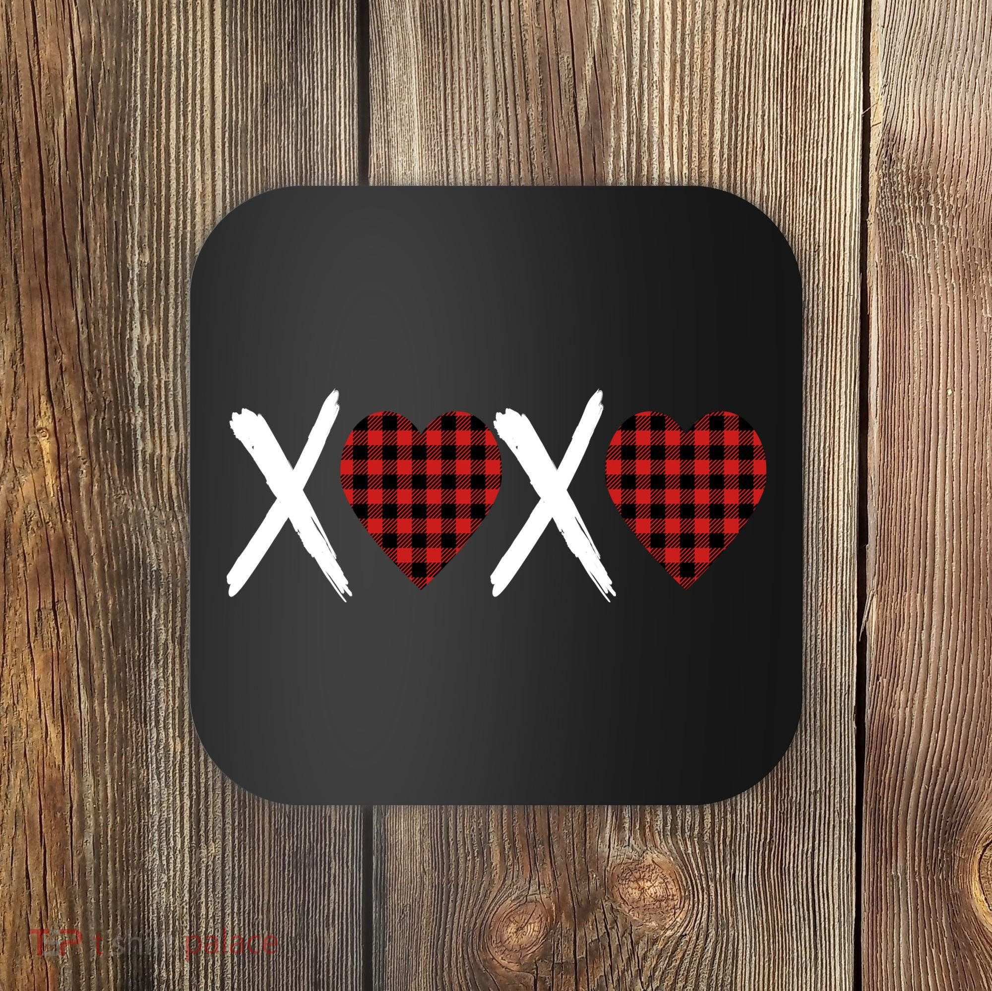 XOXO Plaid Pattern Love Heart Coaster