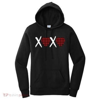 XOXO Plaid Pattern Love Heart Women's Hoodie