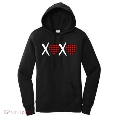 XOXO Plaid Pattern Love Heart Women's Hoodie