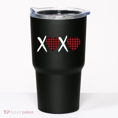 XOXO Plaid Pattern Love Heart Tumbler