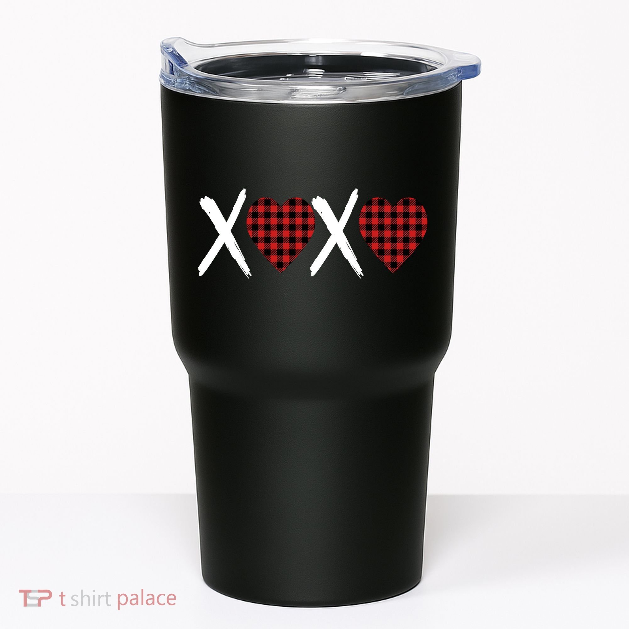 XOXO Plaid Pattern Love Heart Tumbler
