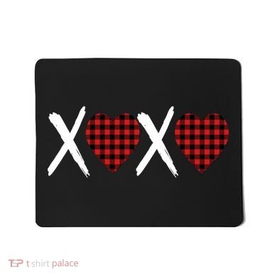 XOXO Plaid Pattern Love Heart Mousepad