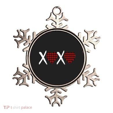XOXO Plaid Pattern Love Heart Ornament