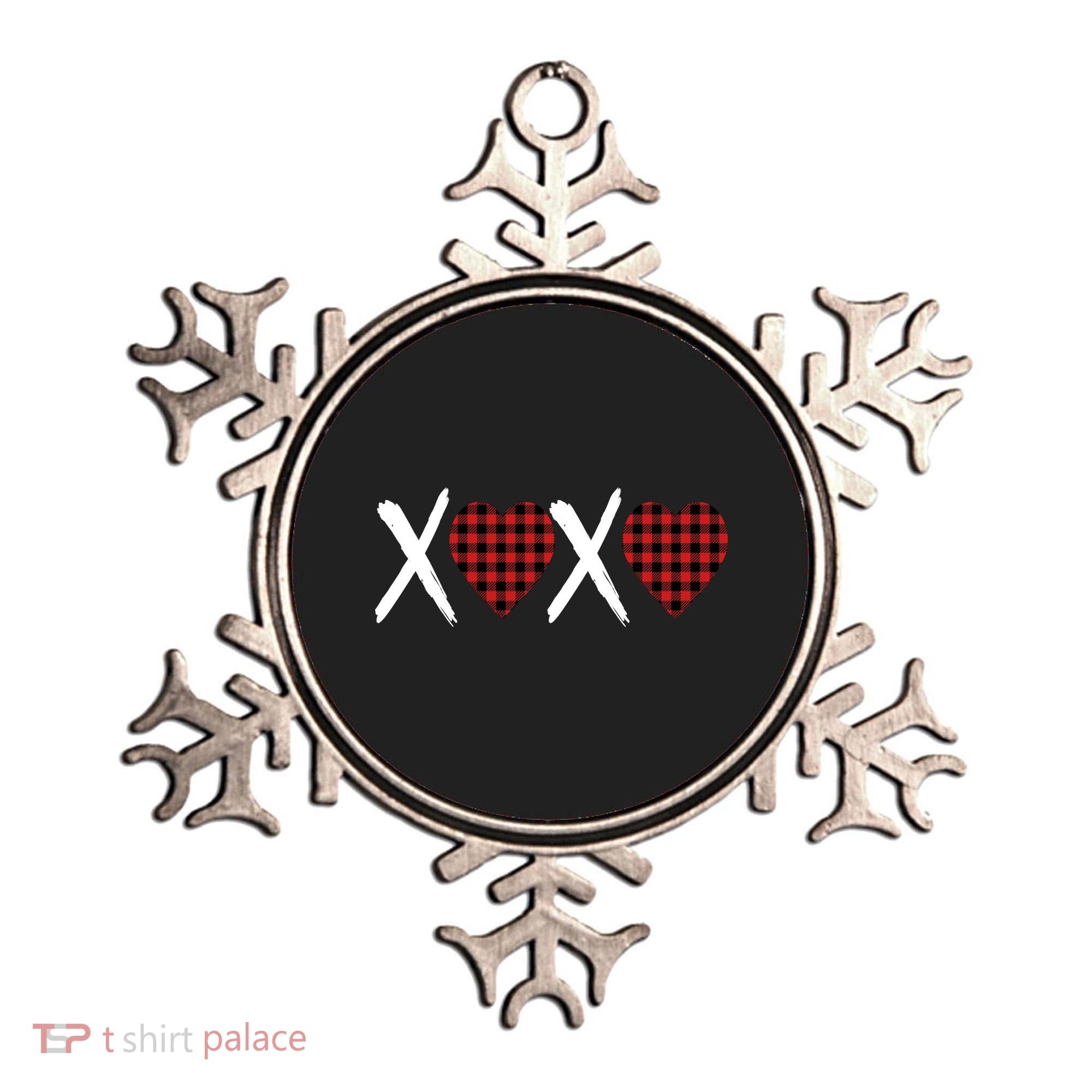 XOXO Plaid Pattern Love Heart Ornament