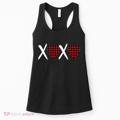 XOXO Plaid Pattern Love Heart Women's Tank Top