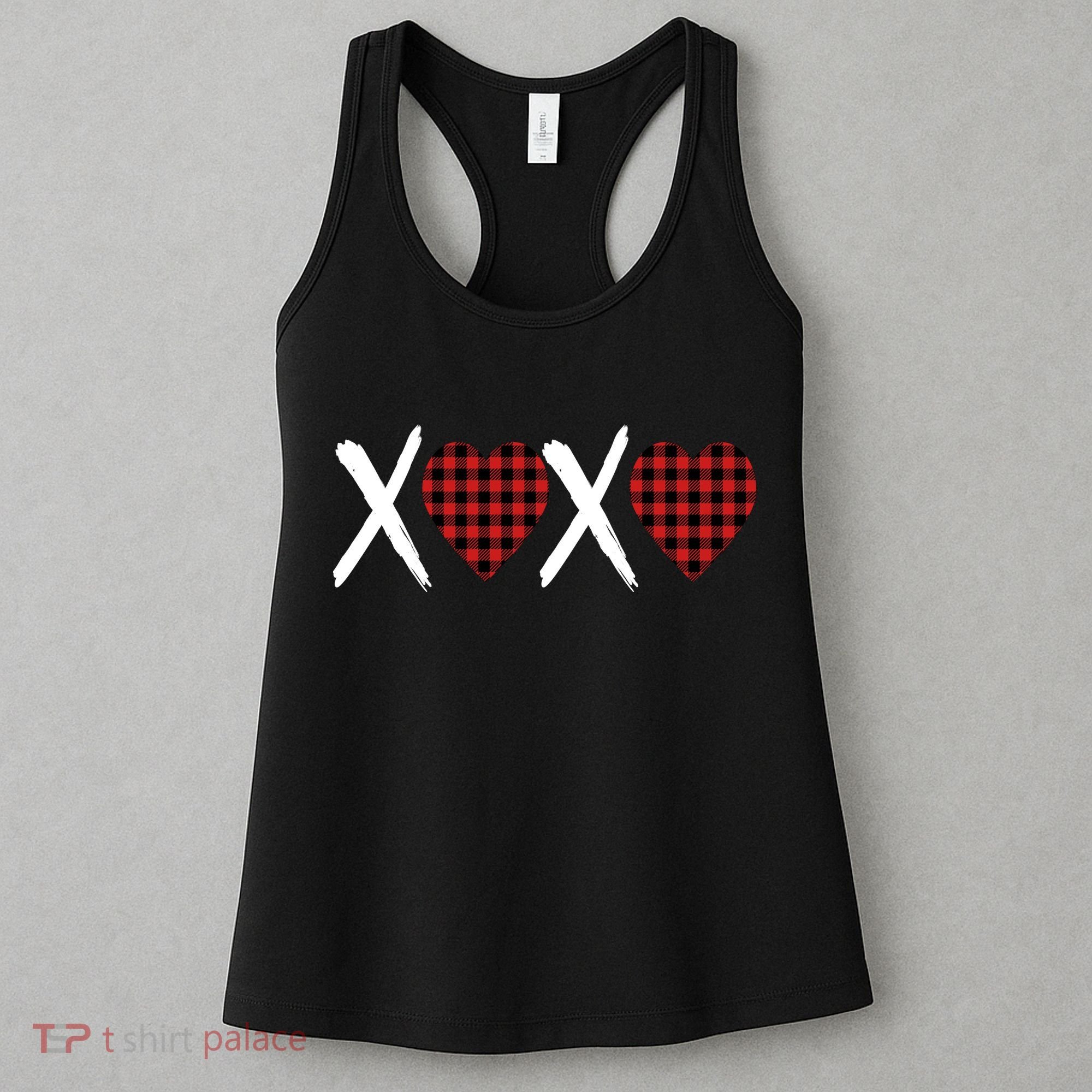 XOXO Plaid Pattern Love Heart Women's Tank Top