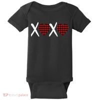 XOXO Plaid Pattern Love Heart Baby Bodysuit thumb 0