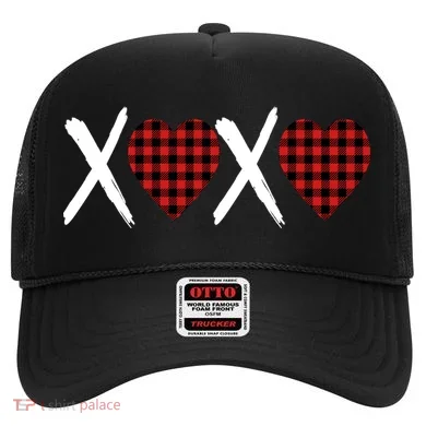 XOXO Plaid Pattern Love Heart Hat
