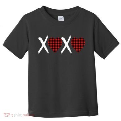 XOXO Plaid Pattern Love Heart Toddler T-Shirt