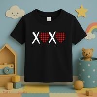 XOXO Plaid Pattern Love Heart Toddler T-Shirt thumb 3
