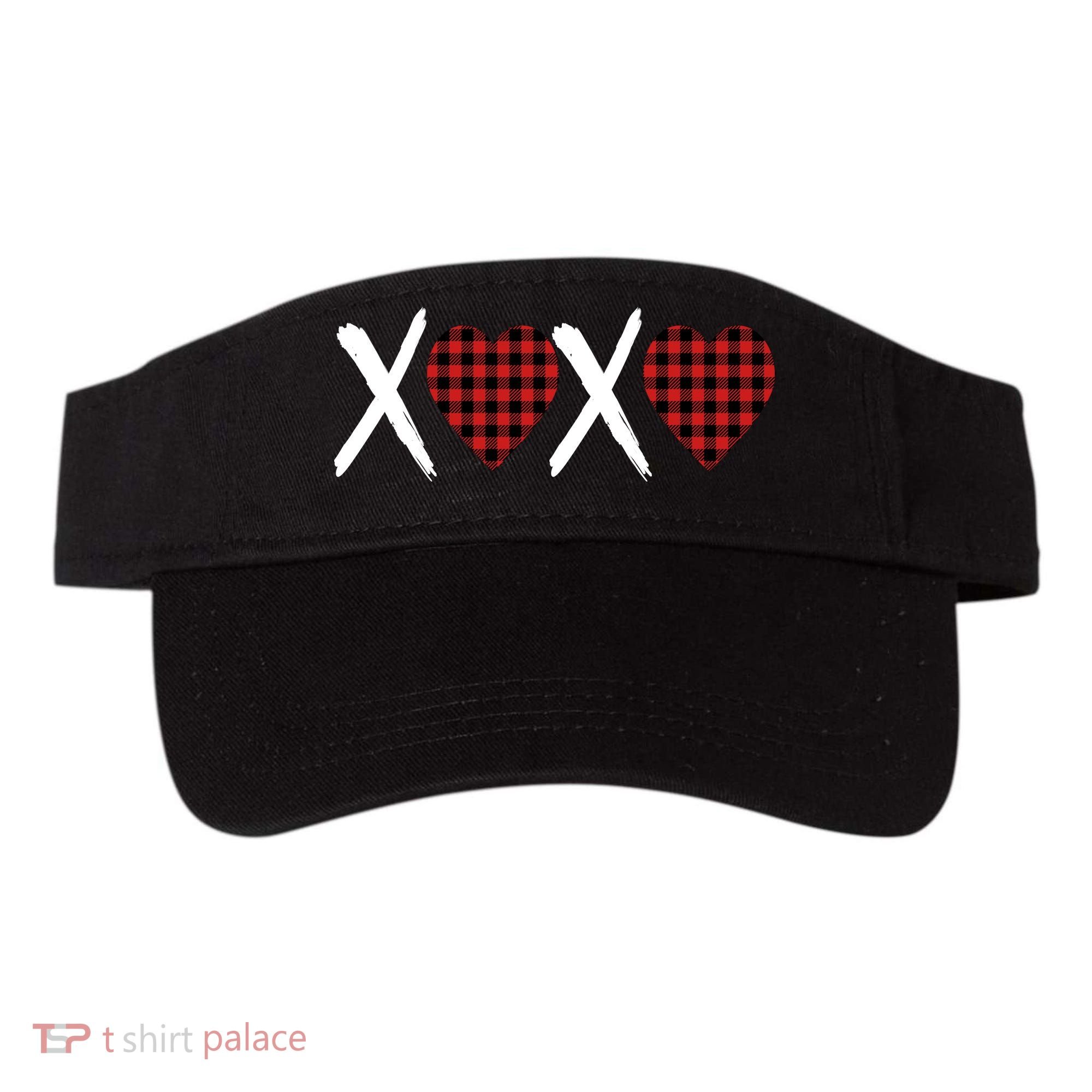 XOXO Plaid Pattern Love Heart Visor