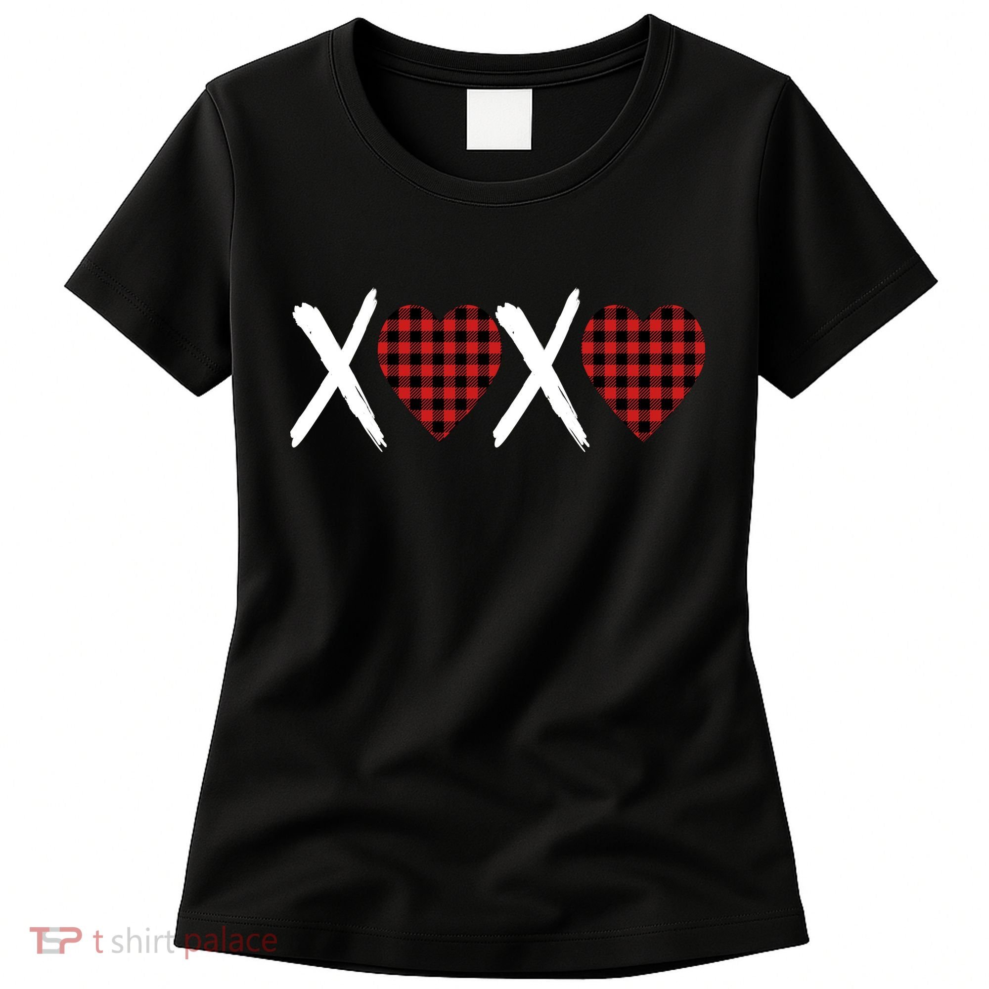 XOXO Plaid Pattern Love Heart Women's T-Shirt