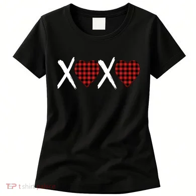 XOXO Plaid Pattern Love Heart Women's T-Shirt