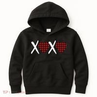 XOXO Plaid Pattern Love Heart Kids Hoodie thumb 0