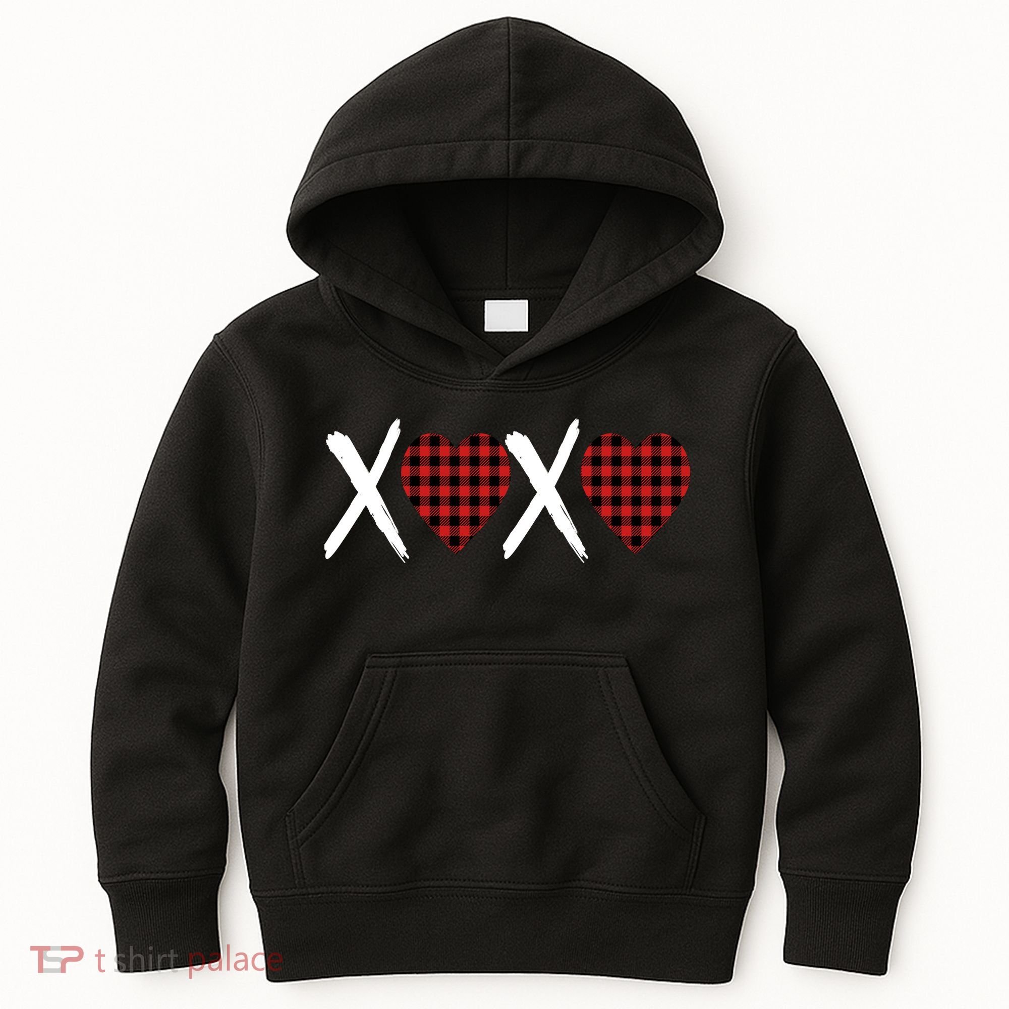 XOXO Plaid Pattern Love Heart Kids Hoodie