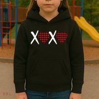 XOXO Plaid Pattern Love Heart Kids Hoodie thumb 3