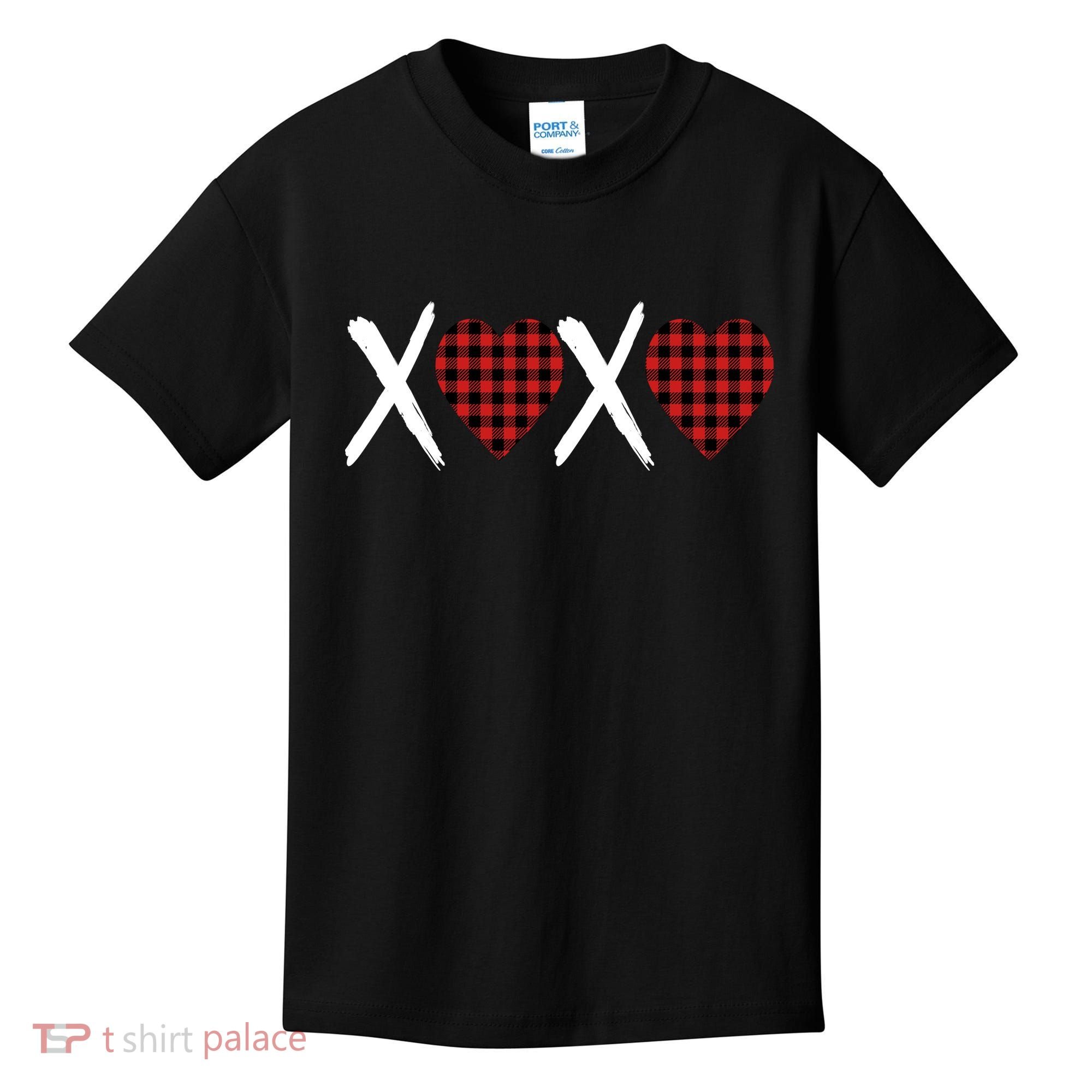 XOXO Plaid Pattern Love Heart Kids T-Shirt