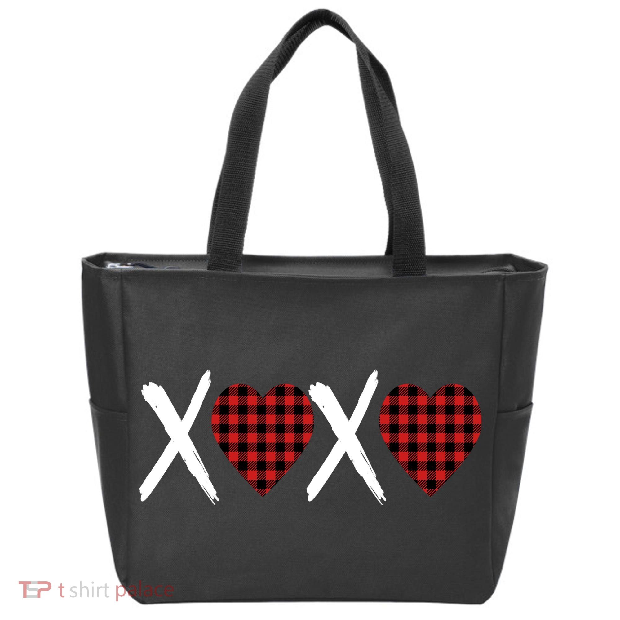 XOXO Plaid Pattern Love Heart Tote Bag