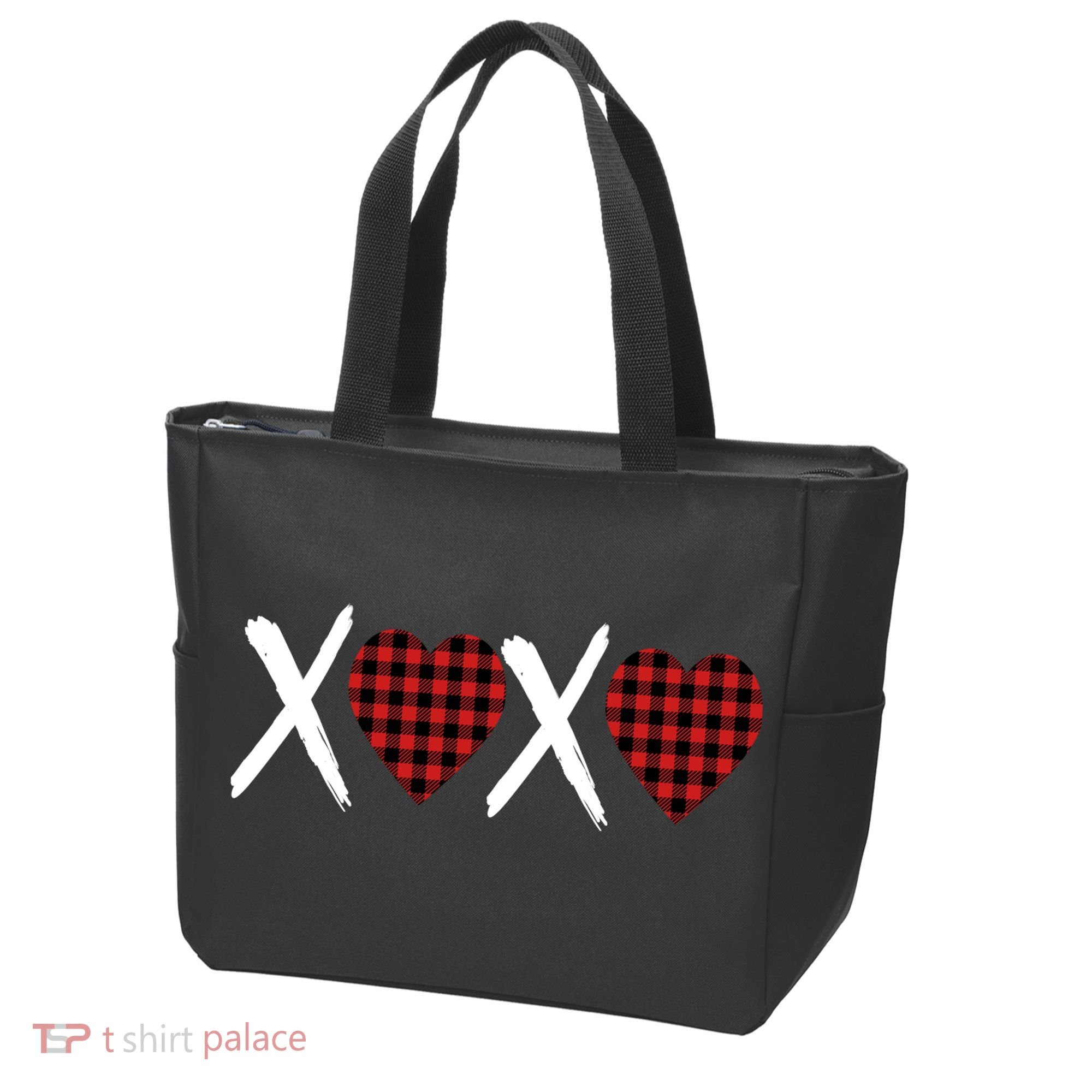 XOXO Plaid Pattern Love Heart Tote Bag