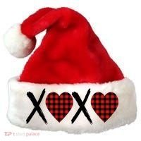 XOXO Plaid Pattern Love Heart Santa Hat thumb 0