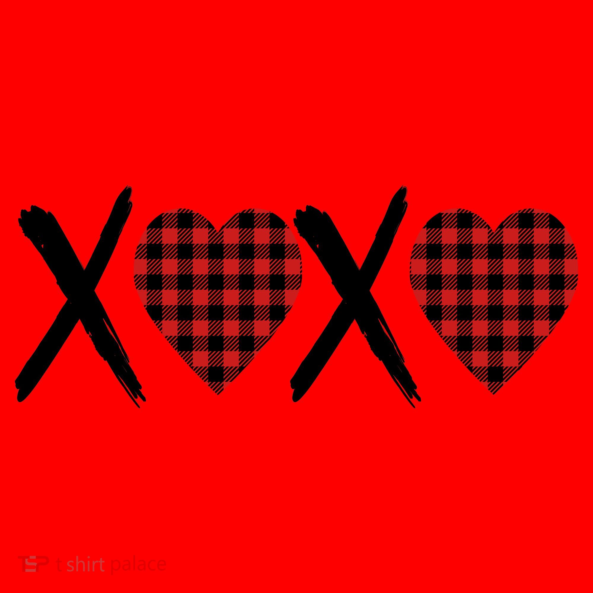 XOXO Plaid Pattern Love Heart Santa Hat