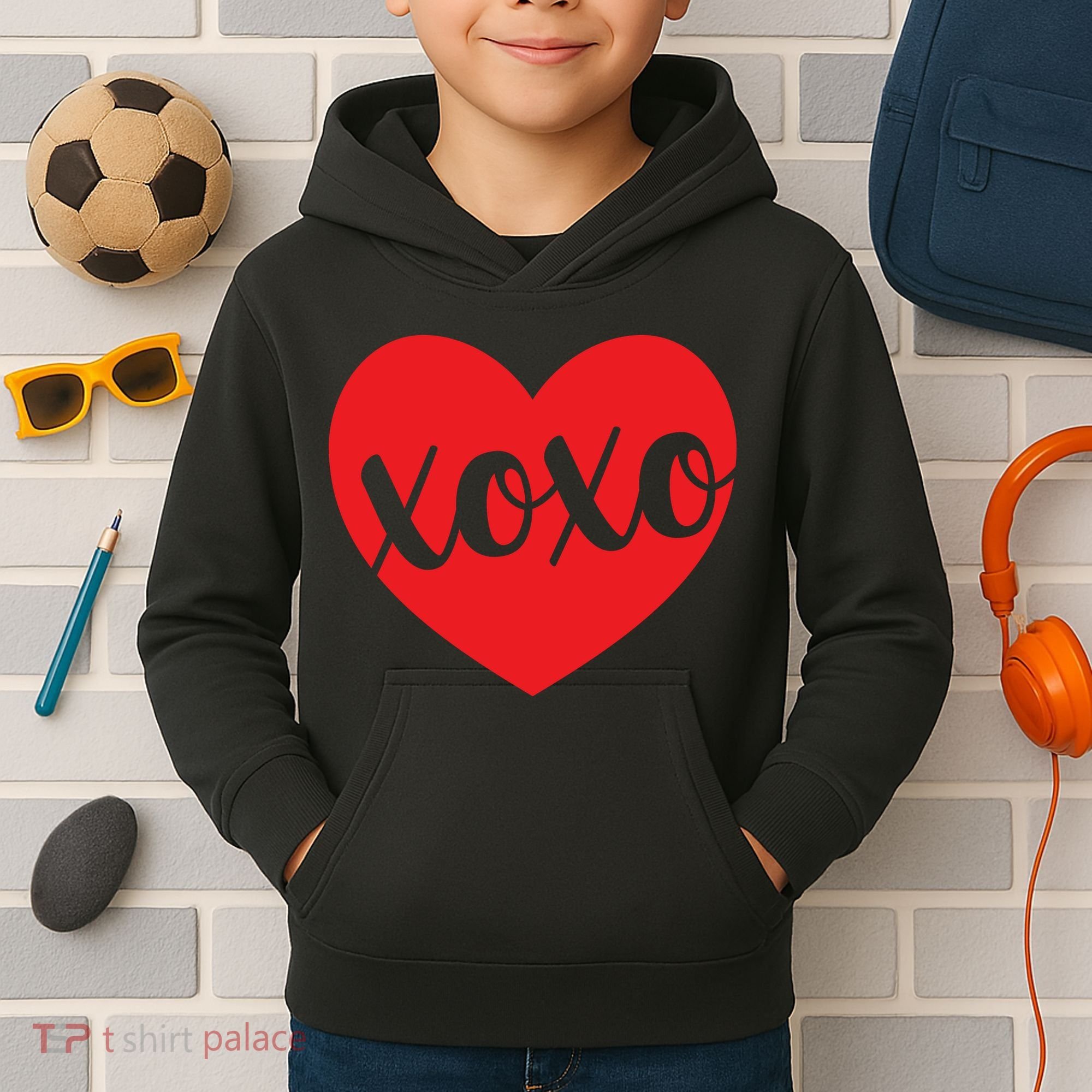 Xoxo Valentines Heart Kids Hoodie