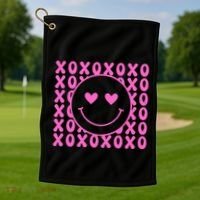 Xoxo Pink Logo Valentines Golf Towel thumb 1
