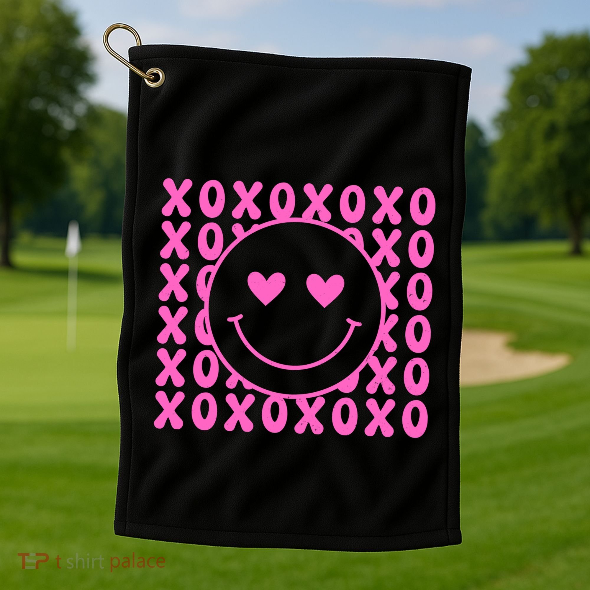 Xoxo Pink Logo Valentines Golf Towel