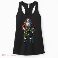 Xmas Santa Claus Hat Scottish Kilt Scotland Christmas Lights Gift Women's Tank Top thumb 0
